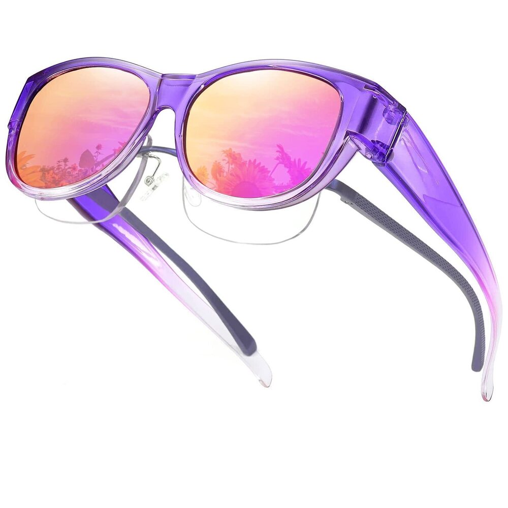 8187 Oversized Polarized Fit Over Sunglasses TR90 Mirrored Over Glasses Cat